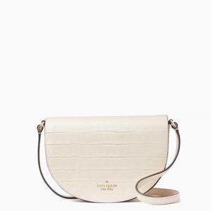 ♠️Kate Spade Luna Crocodile Embossed Crescent Crossbody Bag, Bare NWT